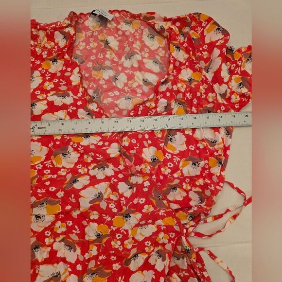 And Other Stories Scalloped Red Floral Wrapping Dress Size 10 - Picture 8 of 11